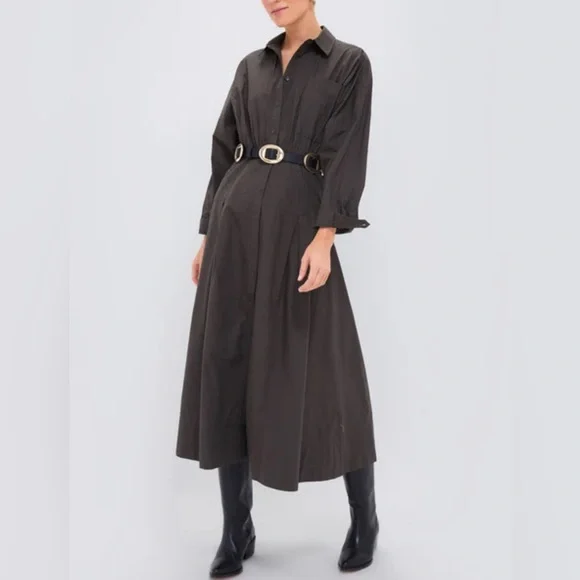 APIECE APARTDeep Olive Pietra Maxi Shirt Dress Size 2